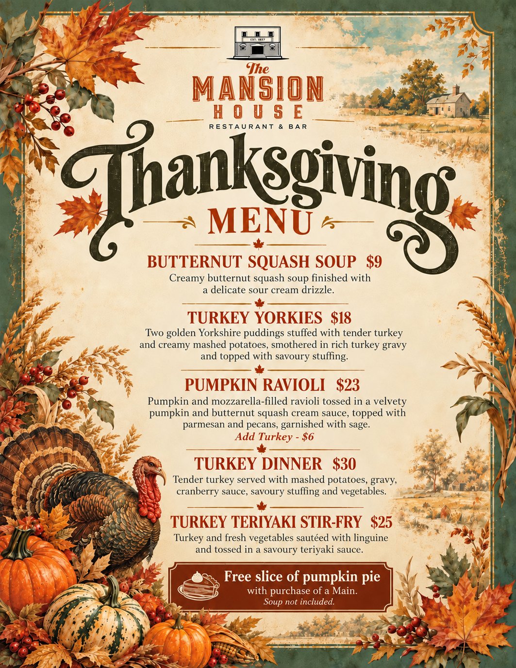 Thanks Giving Menu